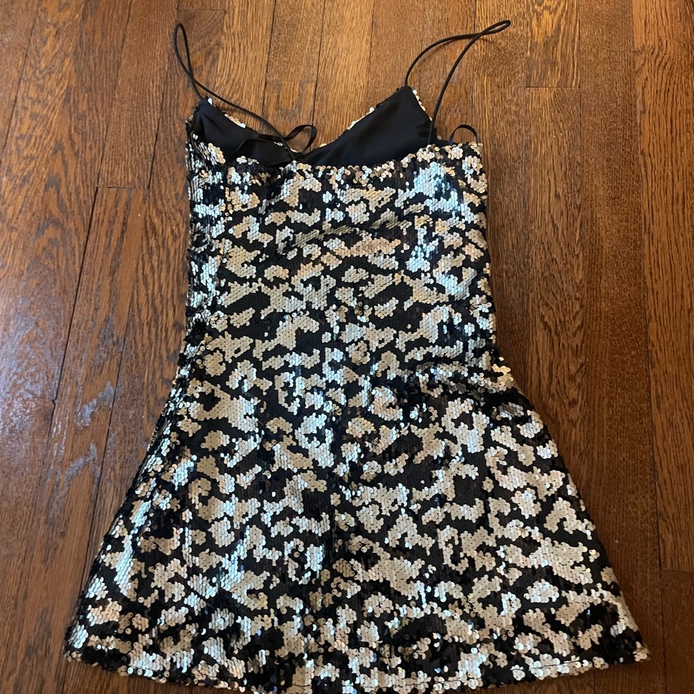 superdown Black and Gold Sequin Mini Dress